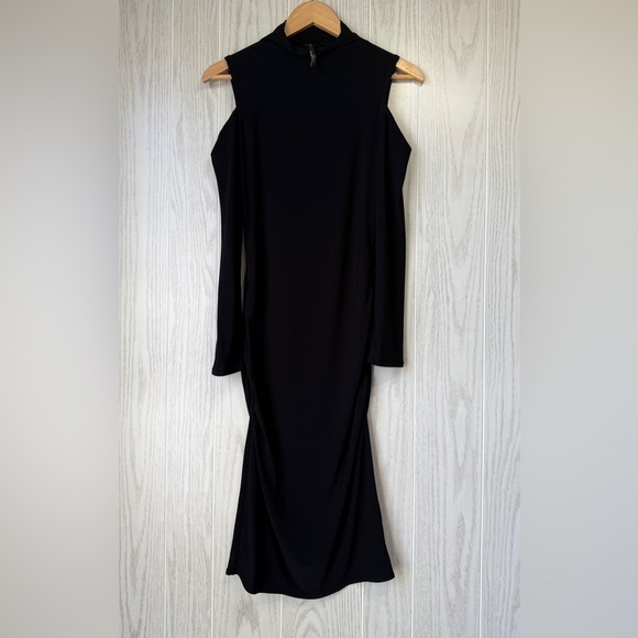 Laundry by Design Knit Cold Shoulder stretch Dress BLACK sz XS EUC - Picture 6 of 6